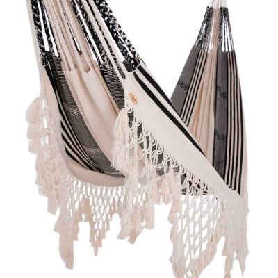 Tuchin Hammock In Off-White/Black Stripes