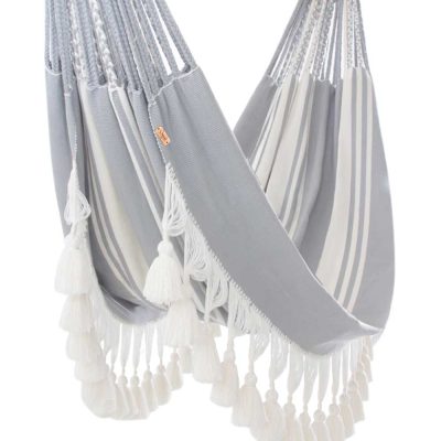 gray macrame hammock